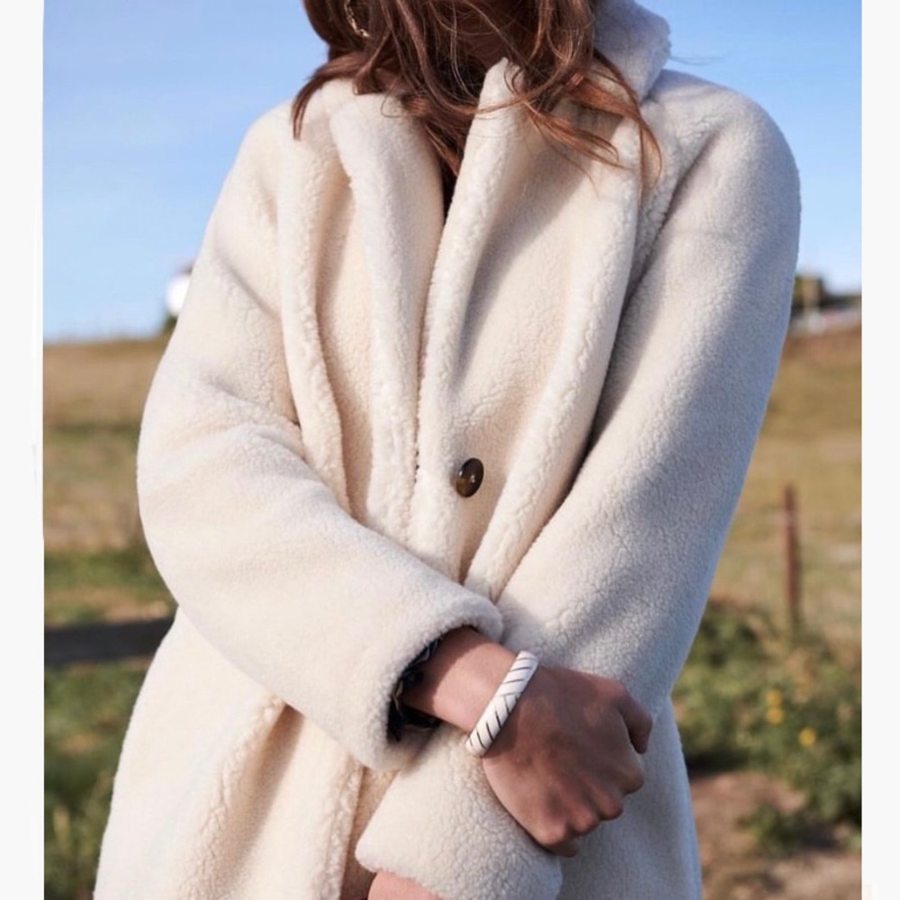 Sezane Cream Teddy Jacket